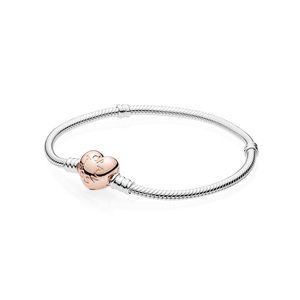Pandora Sterling Silver Bracelet w/Rose HeartClasp